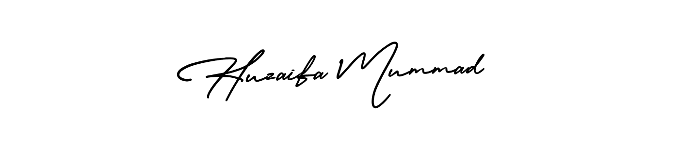 The best way (AmerikaSignatureDemo-Regular) to make a short signature is to pick only two or three words in your name. The name Huzaifa Mummad include a total of six letters. For converting this name. Huzaifa Mummad signature style 3 images and pictures png