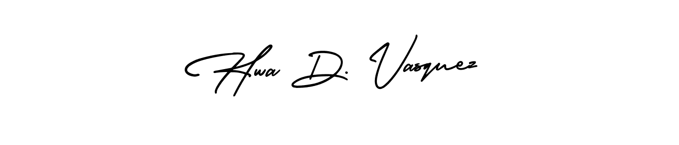 The best way (AmerikaSignatureDemo-Regular) to make a short signature is to pick only two or three words in your name. The name Hwa D. Vasquez include a total of six letters. For converting this name. Hwa D. Vasquez signature style 3 images and pictures png