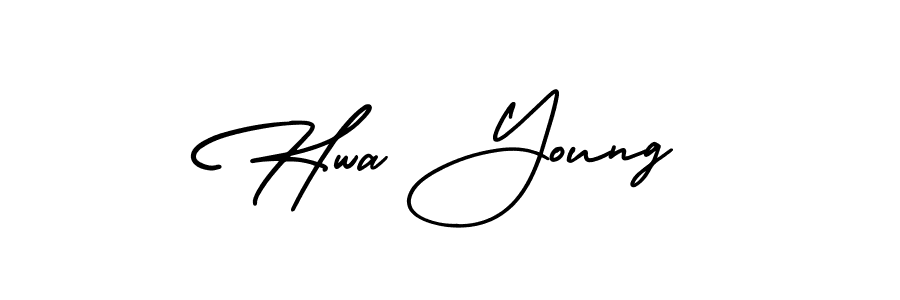 Hwa Young stylish signature style. Best Handwritten Sign (AmerikaSignatureDemo-Regular) for my name. Handwritten Signature Collection Ideas for my name Hwa Young. Hwa Young signature style 3 images and pictures png