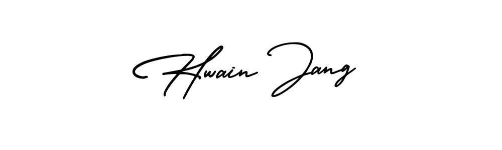 The best way (AmerikaSignatureDemo-Regular) to make a short signature is to pick only two or three words in your name. The name Hwain Jang include a total of six letters. For converting this name. Hwain Jang signature style 3 images and pictures png