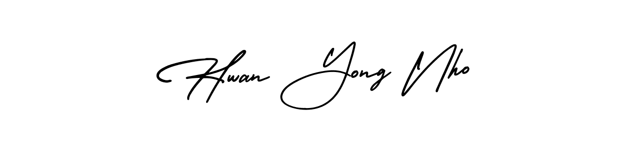 AmerikaSignatureDemo-Regular is a professional signature style that is perfect for those who want to add a touch of class to their signature. It is also a great choice for those who want to make their signature more unique. Get Hwan Yong Nho name to fancy signature for free. Hwan Yong Nho signature style 3 images and pictures png