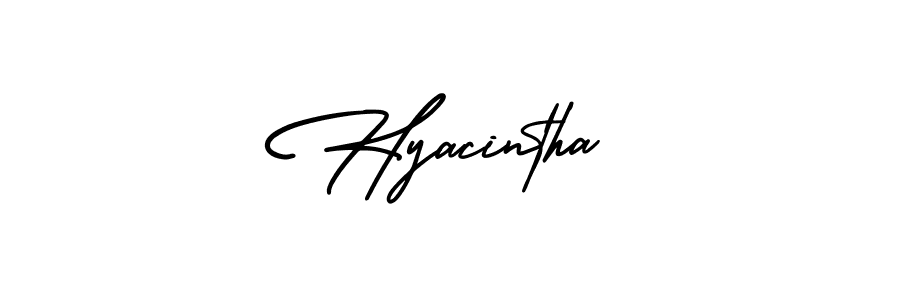 You should practise on your own different ways (AmerikaSignatureDemo-Regular) to write your name (Hyacintha) in signature. don't let someone else do it for you. Hyacintha signature style 3 images and pictures png