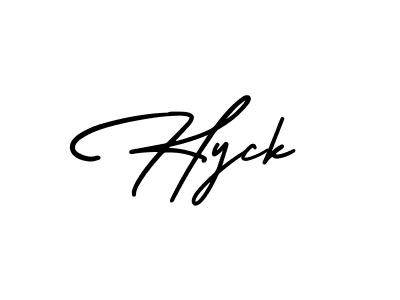 Hyck stylish signature style. Best Handwritten Sign (AmerikaSignatureDemo-Regular) for my name. Handwritten Signature Collection Ideas for my name Hyck. Hyck signature style 3 images and pictures png