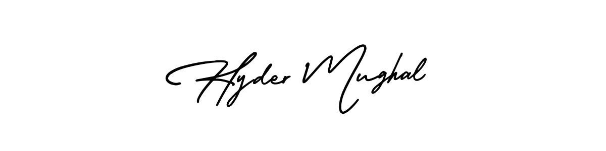 Hyder Mughal stylish signature style. Best Handwritten Sign (AmerikaSignatureDemo-Regular) for my name. Handwritten Signature Collection Ideas for my name Hyder Mughal. Hyder Mughal signature style 3 images and pictures png