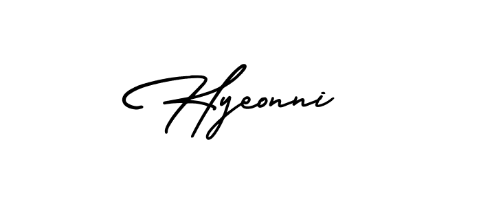 Use a signature maker to create a handwritten signature online. With this signature software, you can design (AmerikaSignatureDemo-Regular) your own signature for name Hyeonni. Hyeonni signature style 3 images and pictures png