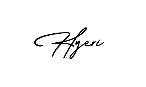 Make a beautiful signature design for name Hyeri. With this signature (AmerikaSignatureDemo-Regular) style, you can create a handwritten signature for free. Hyeri signature style 3 images and pictures png