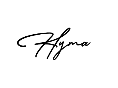 How to make Hyma name signature. Use AmerikaSignatureDemo-Regular style for creating short signs online. This is the latest handwritten sign. Hyma signature style 3 images and pictures png