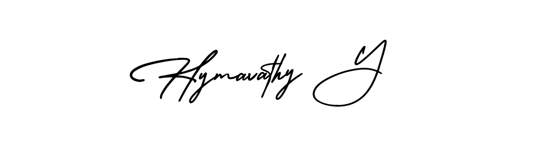 You should practise on your own different ways (AmerikaSignatureDemo-Regular) to write your name (Hymavathy Y) in signature. don't let someone else do it for you. Hymavathy Y signature style 3 images and pictures png