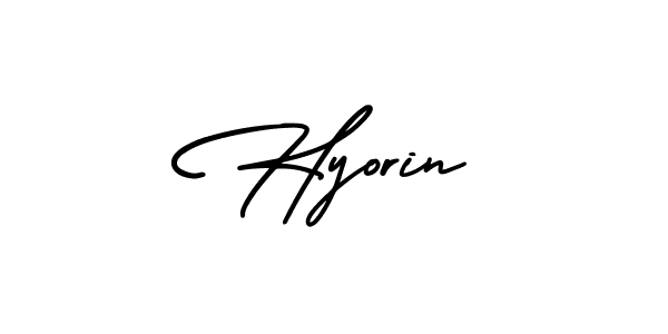 Make a beautiful signature design for name Hyorin. With this signature (AmerikaSignatureDemo-Regular) style, you can create a handwritten signature for free. Hyorin signature style 3 images and pictures png