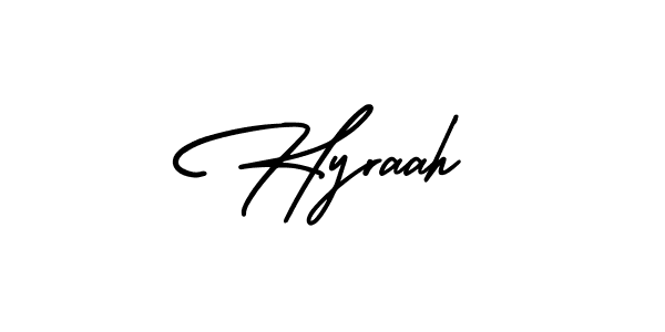 You should practise on your own different ways (AmerikaSignatureDemo-Regular) to write your name (Hyraah) in signature. don't let someone else do it for you. Hyraah signature style 3 images and pictures png