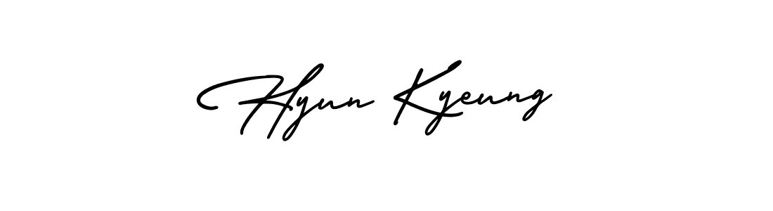 How to make Hyun Kyeung name signature. Use AmerikaSignatureDemo-Regular style for creating short signs online. This is the latest handwritten sign. Hyun Kyeung signature style 3 images and pictures png