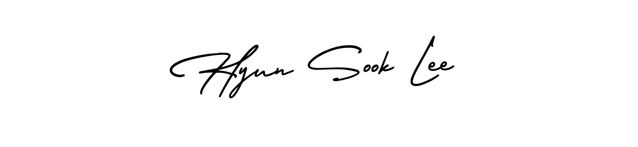 This is the best signature style for the Hyun Sook Lee name. Also you like these signature font (AmerikaSignatureDemo-Regular). Mix name signature. Hyun Sook Lee signature style 3 images and pictures png
