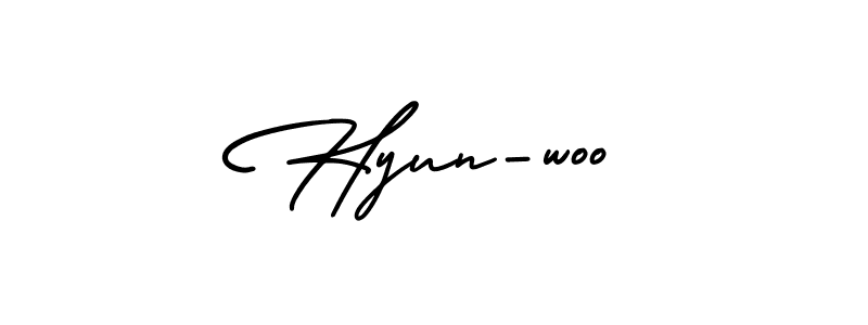 How to Draw Hyun-woo signature style? AmerikaSignatureDemo-Regular is a latest design signature styles for name Hyun-woo. Hyun-woo signature style 3 images and pictures png