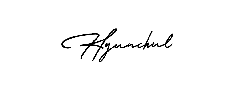 How to make Hyunchul signature? AmerikaSignatureDemo-Regular is a professional autograph style. Create handwritten signature for Hyunchul name. Hyunchul signature style 3 images and pictures png