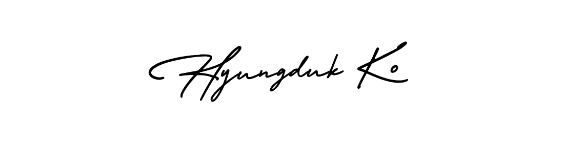 Create a beautiful signature design for name Hyungduk Ko. With this signature (AmerikaSignatureDemo-Regular) fonts, you can make a handwritten signature for free. Hyungduk Ko signature style 3 images and pictures png