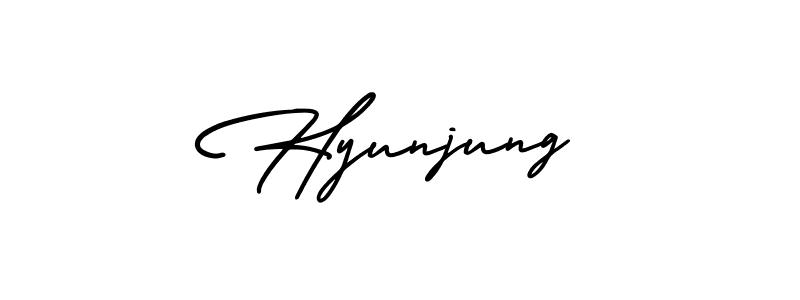 Similarly AmerikaSignatureDemo-Regular is the best handwritten signature design. Signature creator online .You can use it as an online autograph creator for name Hyunjung. Hyunjung signature style 3 images and pictures png