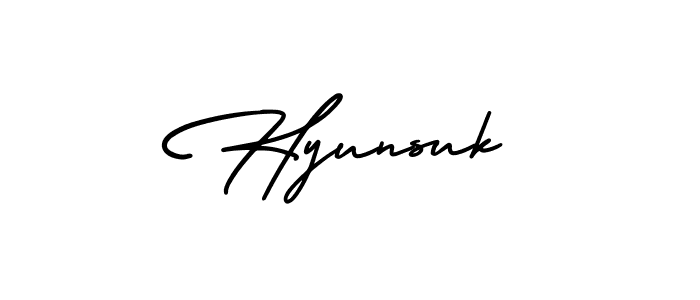 Design your own signature with our free online signature maker. With this signature software, you can create a handwritten (AmerikaSignatureDemo-Regular) signature for name Hyunsuk. Hyunsuk signature style 3 images and pictures png