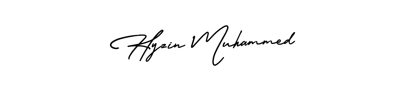 This is the best signature style for the Hyzin Muhammed name. Also you like these signature font (AmerikaSignatureDemo-Regular). Mix name signature. Hyzin Muhammed signature style 3 images and pictures png