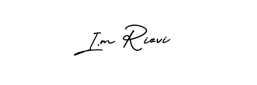 Use a signature maker to create a handwritten signature online. With this signature software, you can design (AmerikaSignatureDemo-Regular) your own signature for name I,m Rizvi. I,m Rizvi signature style 3 images and pictures png