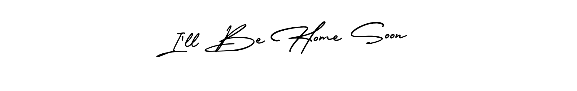 You should practise on your own different ways (AmerikaSignatureDemo-Regular) to write your name (I’ll Be Home Soon) in signature. don't let someone else do it for you. I’ll Be Home Soon signature style 3 images and pictures png