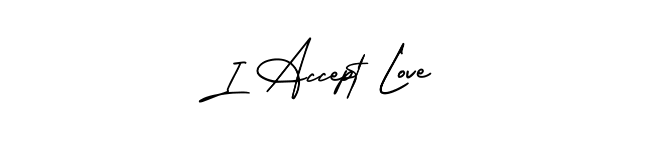 Use a signature maker to create a handwritten signature online. With this signature software, you can design (AmerikaSignatureDemo-Regular) your own signature for name I Accept Love. I Accept Love signature style 3 images and pictures png