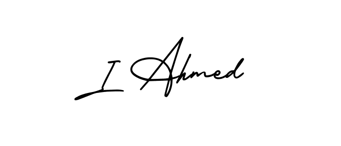 The best way (AmerikaSignatureDemo-Regular) to make a short signature is to pick only two or three words in your name. The name I Ahmed include a total of six letters. For converting this name. I Ahmed signature style 3 images and pictures png