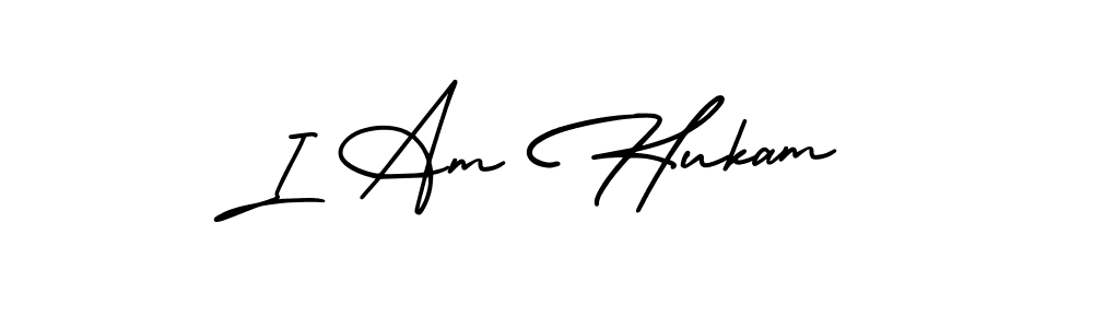 How to Draw I Am Hukam signature style? AmerikaSignatureDemo-Regular is a latest design signature styles for name I Am Hukam. I Am Hukam signature style 3 images and pictures png