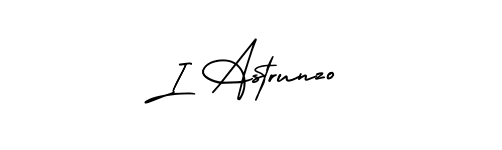 How to make I Astrunzo name signature. Use AmerikaSignatureDemo-Regular style for creating short signs online. This is the latest handwritten sign. I Astrunzo signature style 3 images and pictures png