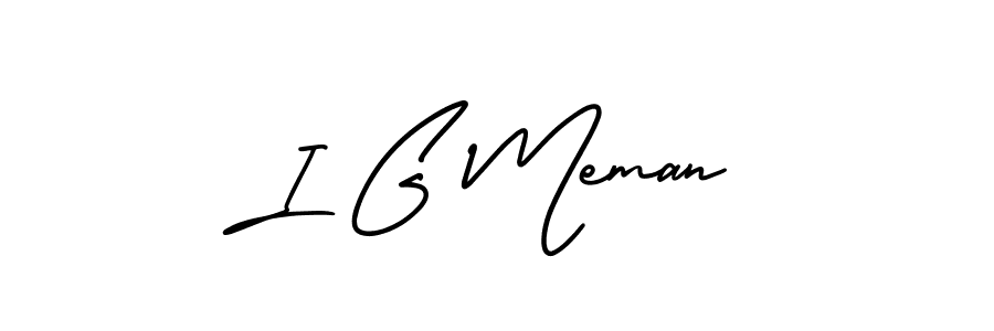 Make a beautiful signature design for name I G Meman. With this signature (AmerikaSignatureDemo-Regular) style, you can create a handwritten signature for free. I G Meman signature style 3 images and pictures png