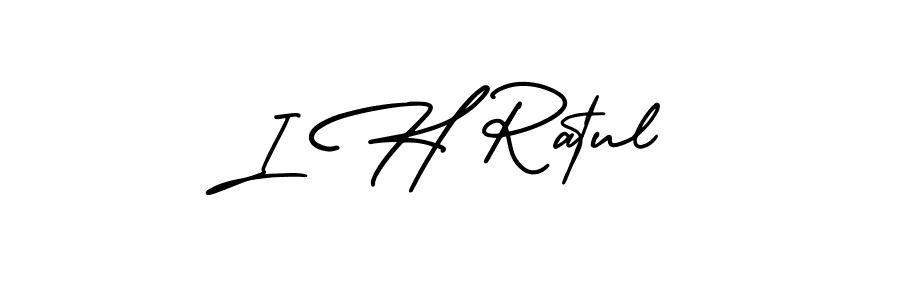 This is the best signature style for the I H Ratul name. Also you like these signature font (AmerikaSignatureDemo-Regular). Mix name signature. I H Ratul signature style 3 images and pictures png