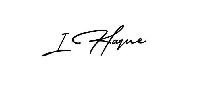 Design your own signature with our free online signature maker. With this signature software, you can create a handwritten (AmerikaSignatureDemo-Regular) signature for name I Haque. I Haque signature style 3 images and pictures png