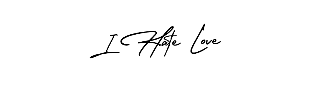 How to make I Hate Love name signature. Use AmerikaSignatureDemo-Regular style for creating short signs online. This is the latest handwritten sign. I Hate Love signature style 3 images and pictures png