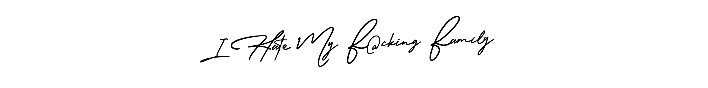 This is the best signature style for the I Hate My F@cking Family name. Also you like these signature font (AmerikaSignatureDemo-Regular). Mix name signature. I Hate My F@cking Family signature style 3 images and pictures png