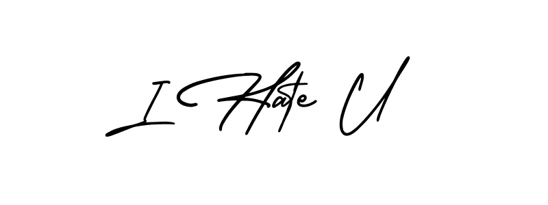 Create a beautiful signature design for name I Hate U. With this signature (AmerikaSignatureDemo-Regular) fonts, you can make a handwritten signature for free. I Hate U signature style 3 images and pictures png