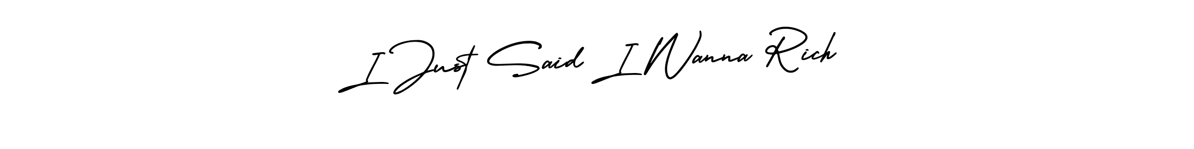 How to Draw I Just Said I Wanna Rich signature style? AmerikaSignatureDemo-Regular is a latest design signature styles for name I Just Said I Wanna Rich. I Just Said I Wanna Rich signature style 3 images and pictures png