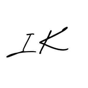 How to make I K name signature. Use AmerikaSignatureDemo-Regular style for creating short signs online. This is the latest handwritten sign. I K signature style 3 images and pictures png
