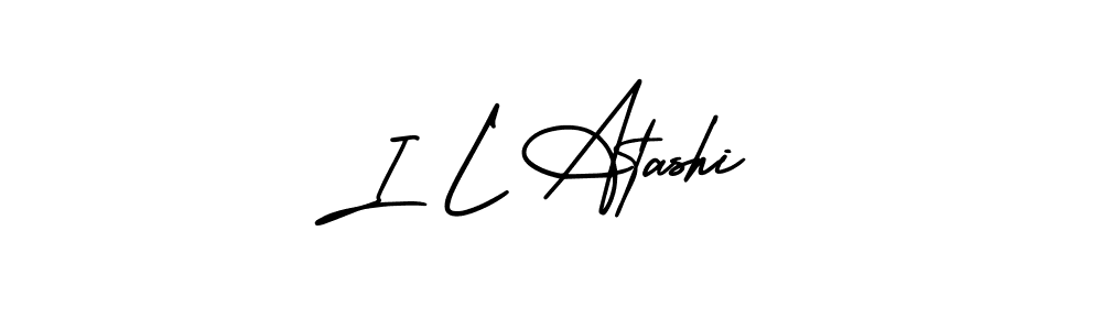 How to make I L Atashi name signature. Use AmerikaSignatureDemo-Regular style for creating short signs online. This is the latest handwritten sign. I L Atashi signature style 3 images and pictures png