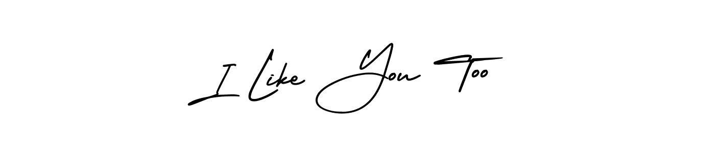 Similarly AmerikaSignatureDemo-Regular is the best handwritten signature design. Signature creator online .You can use it as an online autograph creator for name I Like You Too. I Like You Too signature style 3 images and pictures png