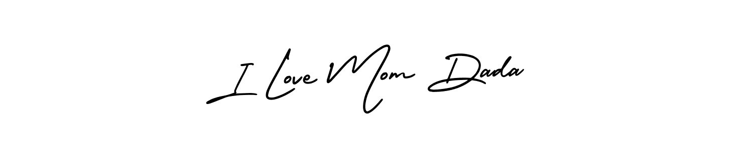 Use a signature maker to create a handwritten signature online. With this signature software, you can design (AmerikaSignatureDemo-Regular) your own signature for name I Love Mom Dada. I Love Mom Dada signature style 3 images and pictures png
