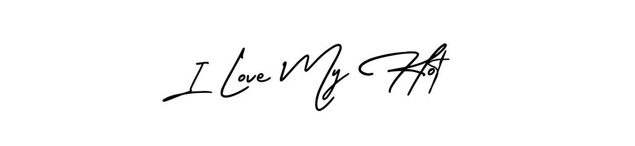 The best way (AmerikaSignatureDemo-Regular) to make a short signature is to pick only two or three words in your name. The name I Love My Hot include a total of six letters. For converting this name. I Love My Hot signature style 3 images and pictures png
