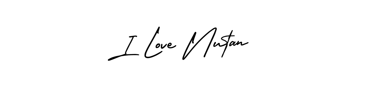 I Love Nutan stylish signature style. Best Handwritten Sign (AmerikaSignatureDemo-Regular) for my name. Handwritten Signature Collection Ideas for my name I Love Nutan. I Love Nutan signature style 3 images and pictures png