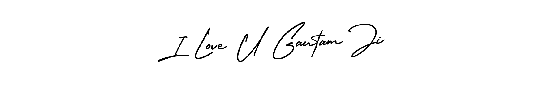 How to make I Love U Gautam Ji name signature. Use AmerikaSignatureDemo-Regular style for creating short signs online. This is the latest handwritten sign. I Love U Gautam Ji signature style 3 images and pictures png