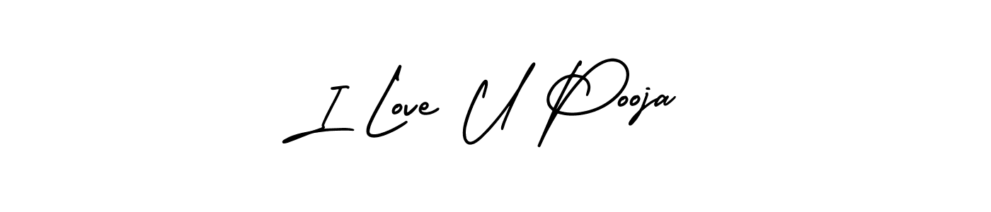 AmerikaSignatureDemo-Regular is a professional signature style that is perfect for those who want to add a touch of class to their signature. It is also a great choice for those who want to make their signature more unique. Get I Love U Pooja name to fancy signature for free. I Love U Pooja signature style 3 images and pictures png