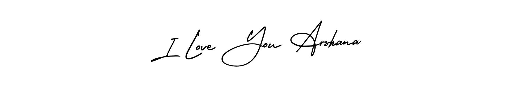 Also You can easily find your signature by using the search form. We will create I Love You Arshana name handwritten signature images for you free of cost using AmerikaSignatureDemo-Regular sign style. I Love You Arshana signature style 3 images and pictures png