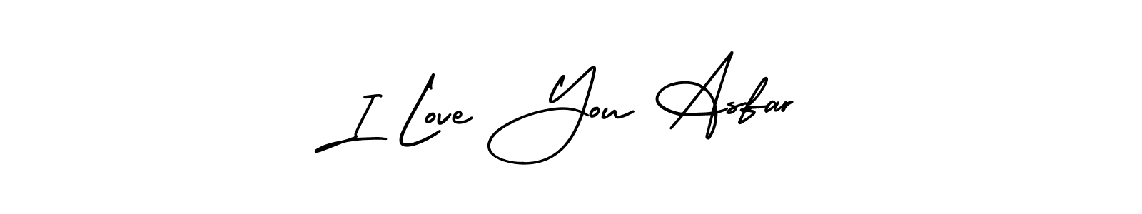How to make I Love You Asfar name signature. Use AmerikaSignatureDemo-Regular style for creating short signs online. This is the latest handwritten sign. I Love You Asfar signature style 3 images and pictures png