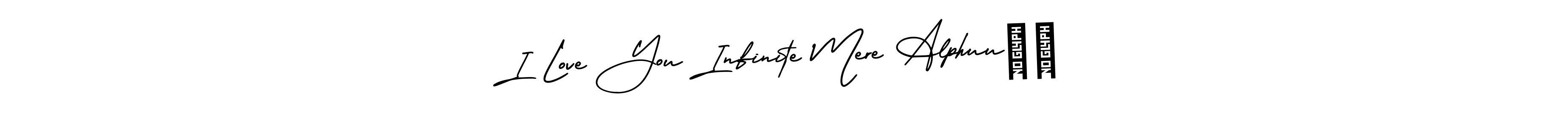 This is the best signature style for the I Love You Infinite Mere Alphuu❤️ name. Also you like these signature font (AmerikaSignatureDemo-Regular). Mix name signature. I Love You Infinite Mere Alphuu❤️ signature style 3 images and pictures png