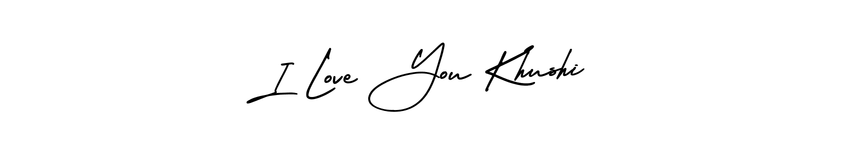 This is the best signature style for the I Love You Khushi name. Also you like these signature font (AmerikaSignatureDemo-Regular). Mix name signature. I Love You Khushi signature style 3 images and pictures png