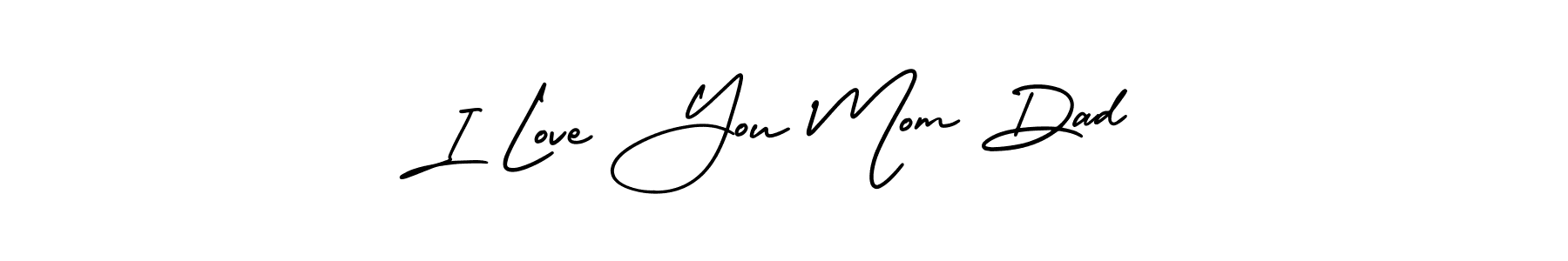 AmerikaSignatureDemo-Regular is a professional signature style that is perfect for those who want to add a touch of class to their signature. It is also a great choice for those who want to make their signature more unique. Get I Love You Mom Dad name to fancy signature for free. I Love You Mom Dad signature style 3 images and pictures png