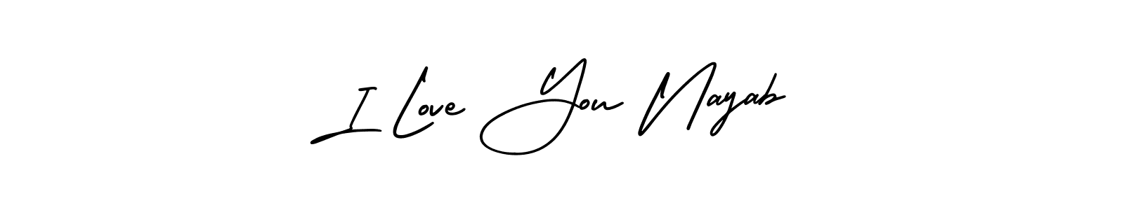 Make a beautiful signature design for name I Love You Nayab. With this signature (AmerikaSignatureDemo-Regular) style, you can create a handwritten signature for free. I Love You Nayab signature style 3 images and pictures png
