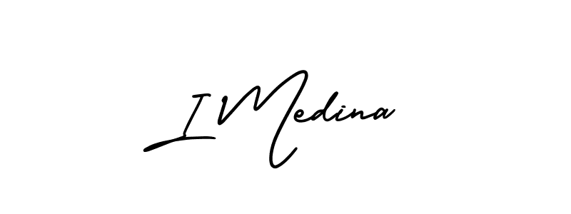 The best way (AmerikaSignatureDemo-Regular) to make a short signature is to pick only two or three words in your name. The name I Medina include a total of six letters. For converting this name. I Medina signature style 3 images and pictures png